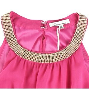 Womens Formal Dress Size Medium Hot Pink Jeweled Rhinestone Neckline
